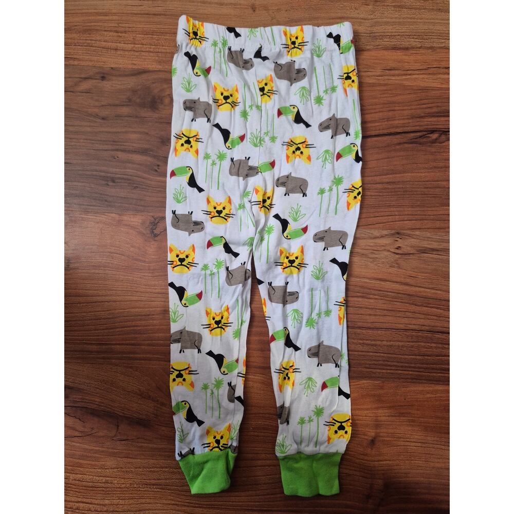 Kohl's Pajama Pants Boys Size 5T Safari Green White Cuffed Elastic Waist 8240 - Picture 7 of 8